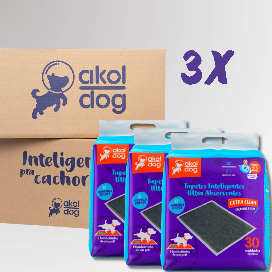 Kit 3 Tapetes Higiênicos 60×80 Cinza Ultra Absorvente
