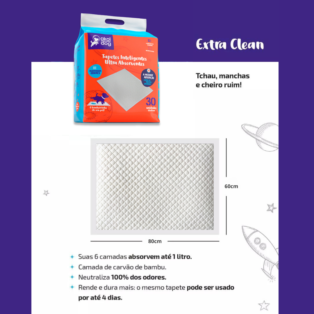 Kit 4 Tapete Higiênico 60×80 Branco Ultra Absorvente