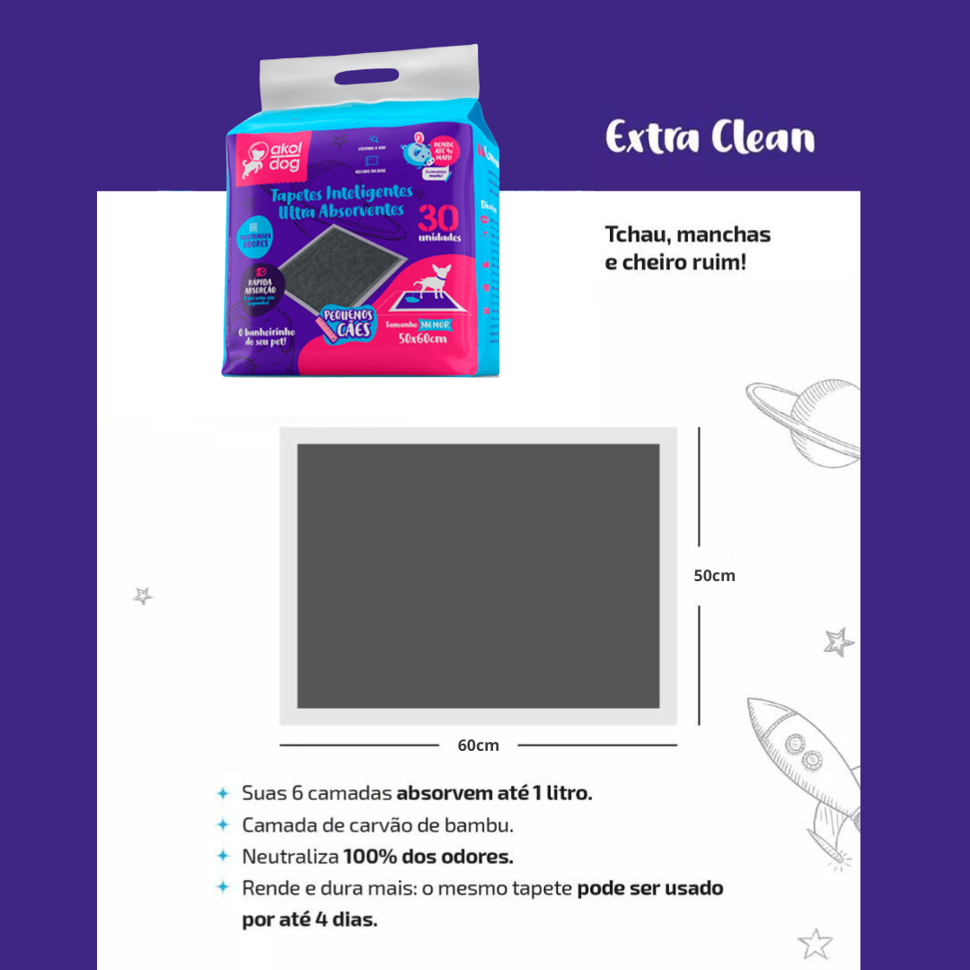 Kit 3 Tapete Higiênico 50×60 Cinza + Brinquedo