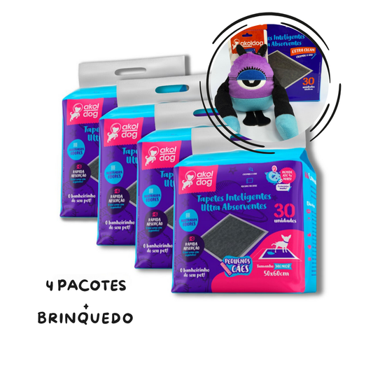Kit 4 Tapete Higiênico 50×60 Cinza + Brinquedo