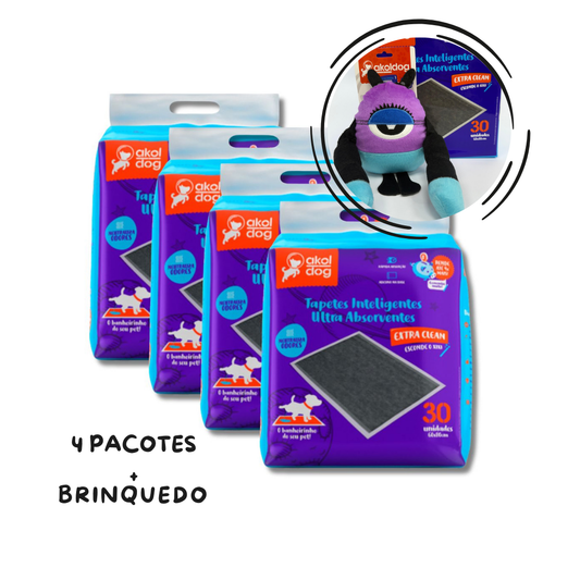 Kit 4 Tapete Higiênico 60×80 Cinza + Brinquedo