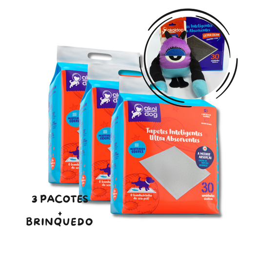 Kit 3 Tapete Higiênico 60×80 Branco + Brinquedo