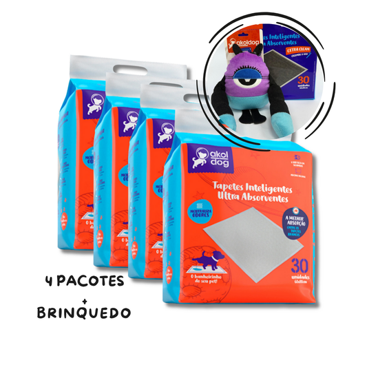 Kit 4 Tapete Higiênico 60×80 Branco + Brinquedo