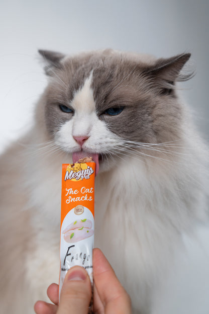 Snack Cremoso Meguis Para Gatos Sabor Frango 60 Uni