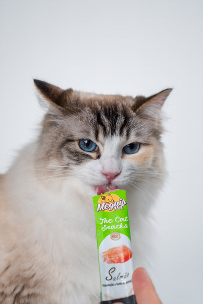 Snack Cremoso Meguis Para Gatos Sabor Salmão 60 Uni