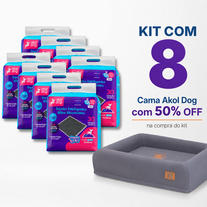 Kit 8 Tapete Higiênico 50×60 Cinza Ultra Absorvente