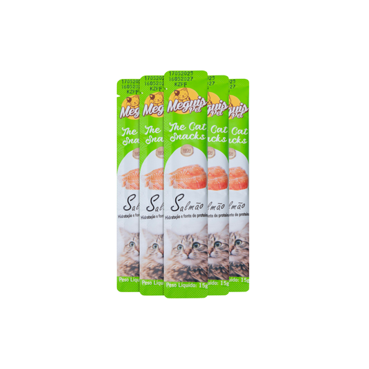 Snack Cremoso Meguis Para Gatos Sabor Salmão 60 Uni